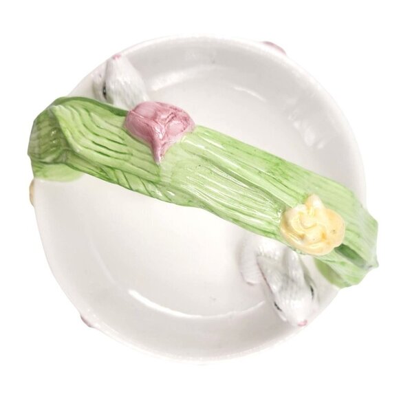 Vintage Easter Bunny  Basket Flower Garden Candy Dish Whimsical Spring Garden by - Picture 2 of 8